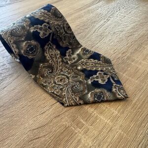 Barrington Men's Silk Necktie Blue‎ Brown Paisley Pattern Business Casual Tie